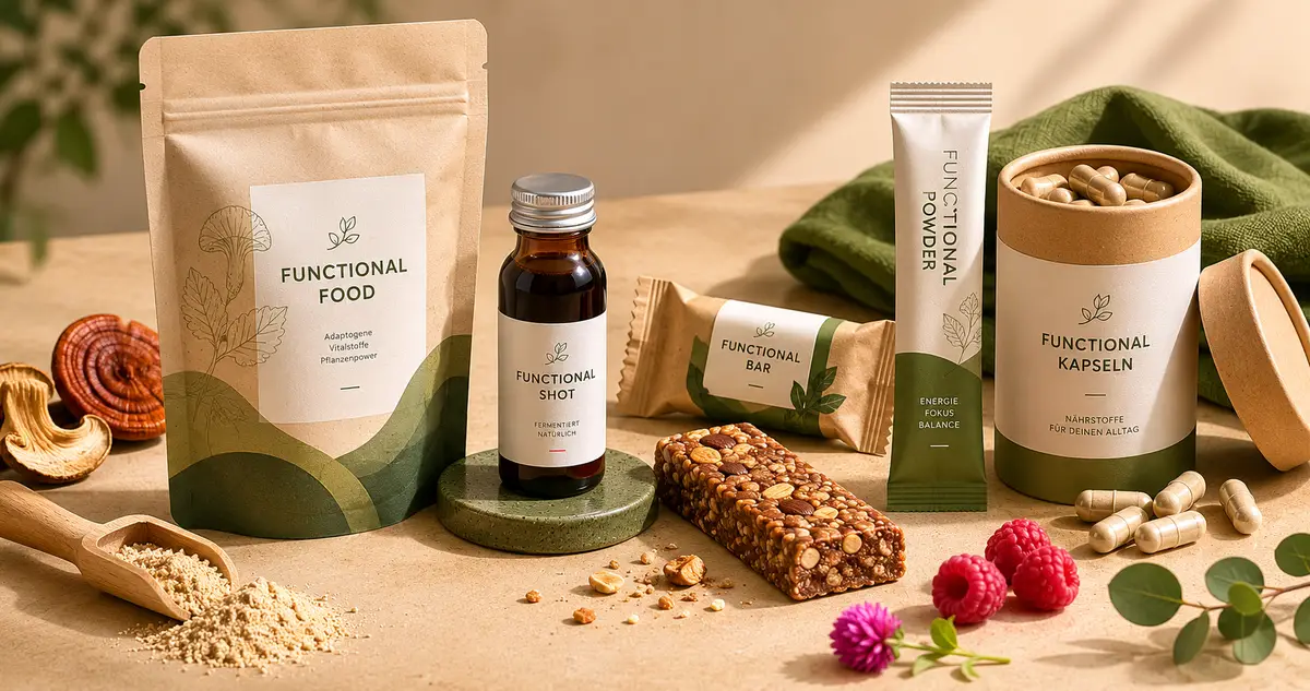 Functional Food Auswahl mit Pulver, Riegel und Drinks — OH!S GmbH Lohnabfüllung