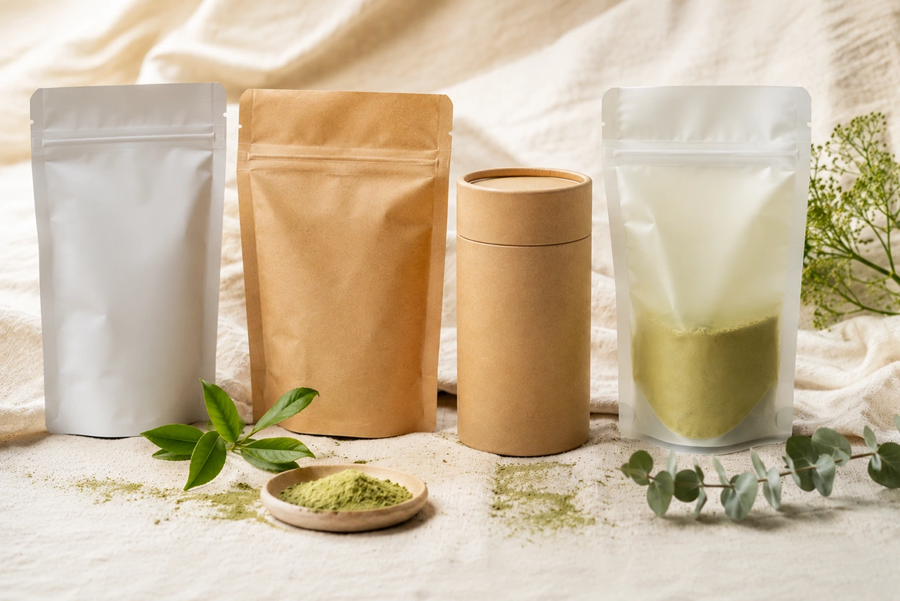 Nachhaltige Verpackungen bei OH!S — Monomaterial-Doypacks, Kraftpapier-Beutel und Pappdosen für Lohnabfüllung in Deutschland