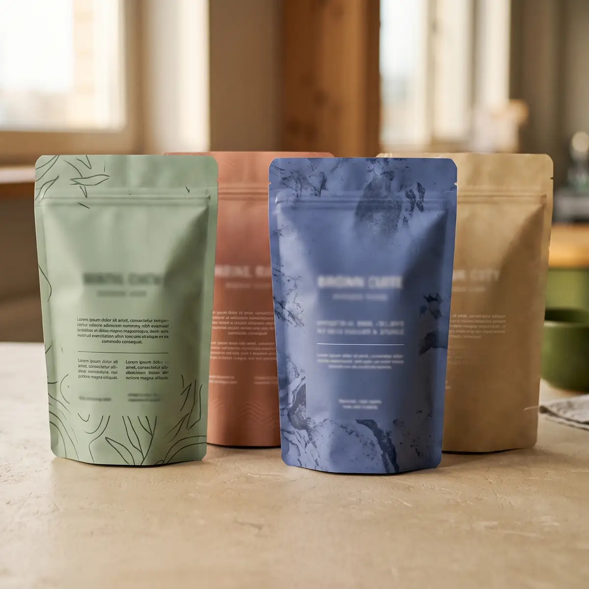 Bedruckte Doypacks in mehreren Designs – Standbodenbeutel als Einstiegsformat für junge Marken