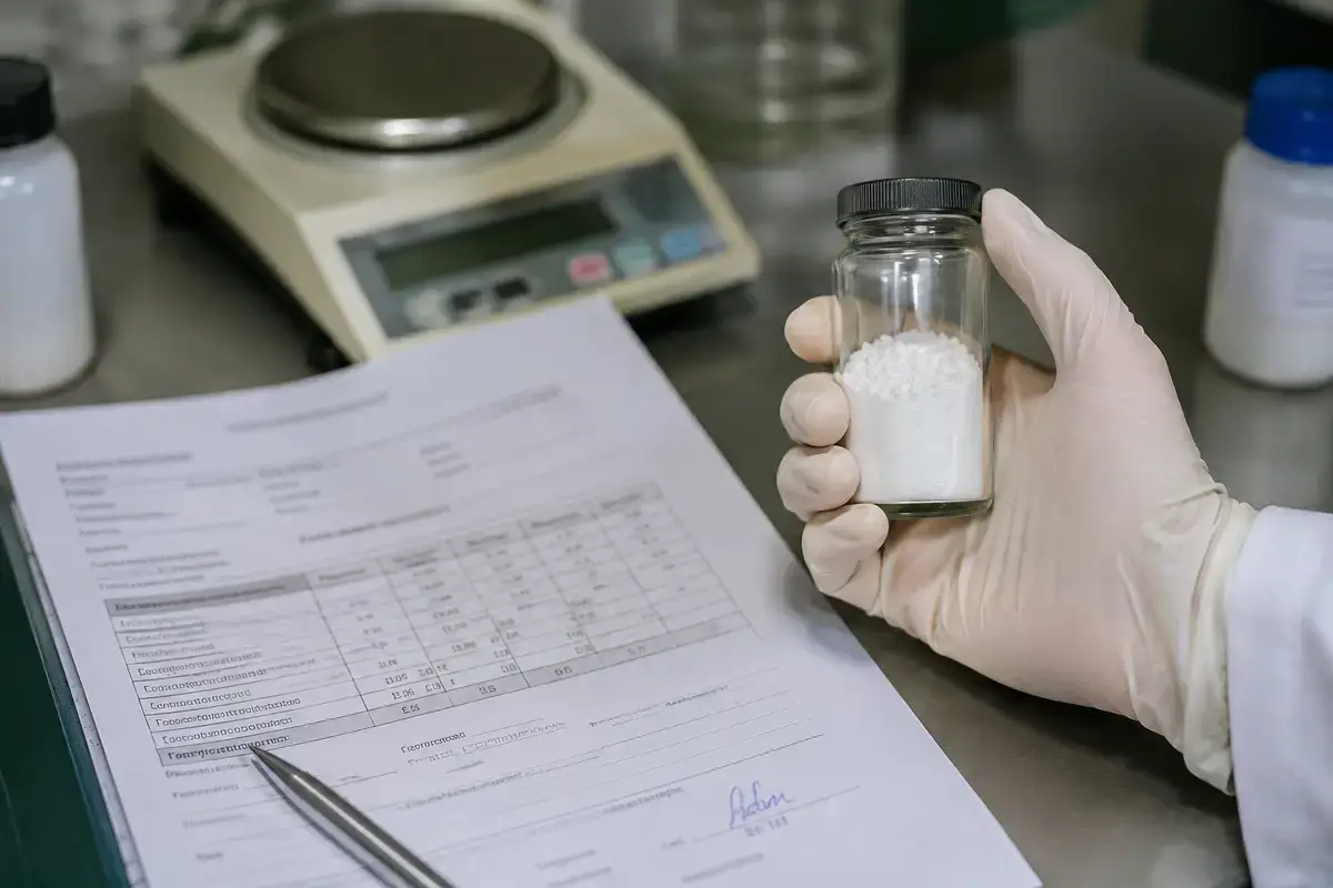 Qualitätsprüfung von Glycin im Labor mit chargenbezogenem Analysenzertifikat