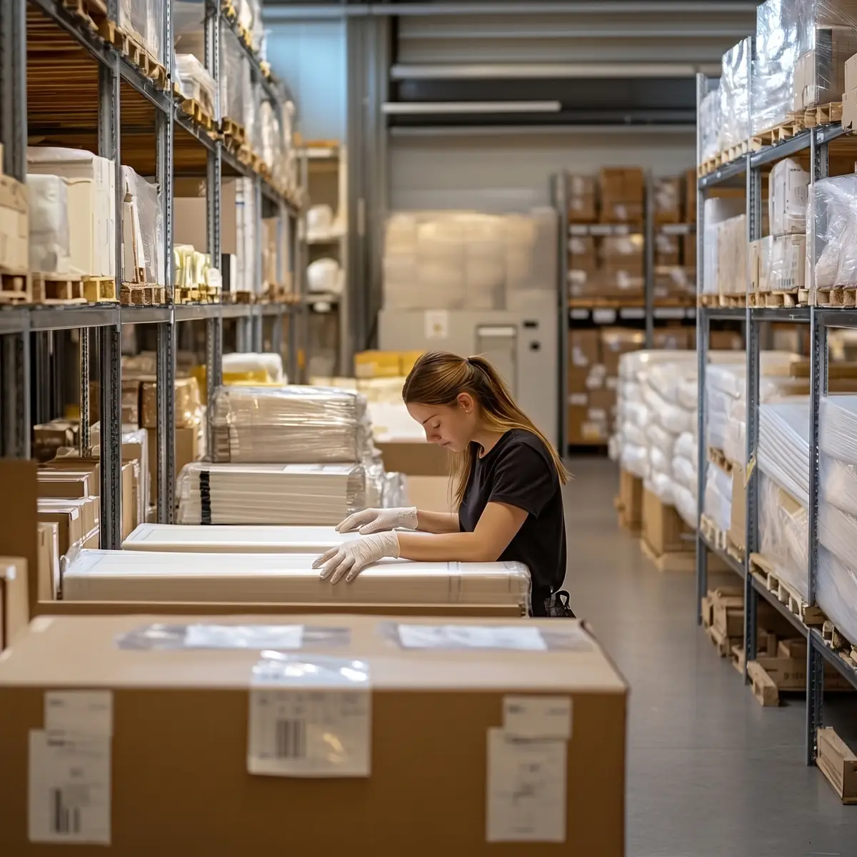 Lohnabfüllung als Partnerschaft – Hochregallager mit verpackten Food-Produkten bereit für den Versand