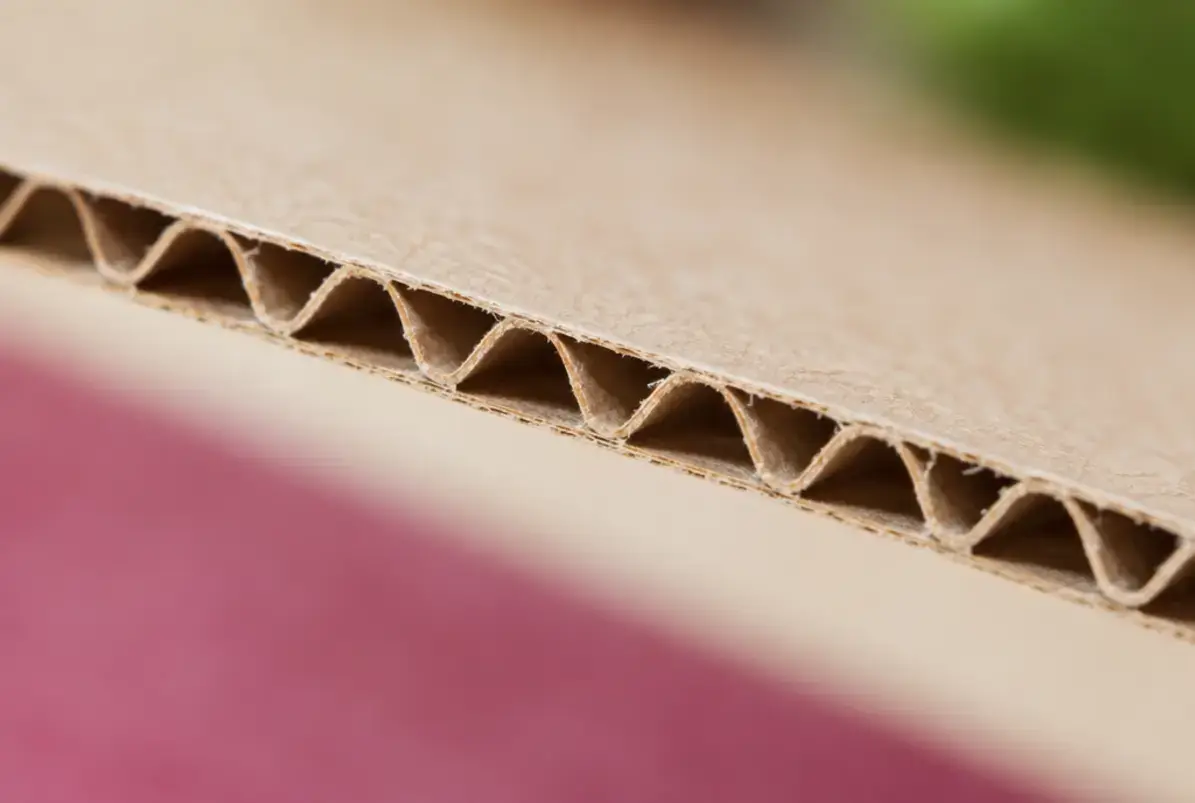 1-wellig-aufbau-eines-kartons 2 Einwellige Wellpappe in der Kantenansicht: parallel verlaufende Wellenrippen zwischen zwei Deckenpapieren