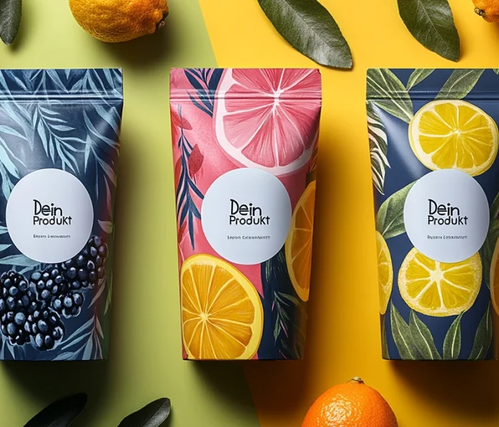 White label doypacks nüsse desingidee bunt